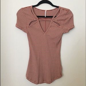 Free People burnt orange striped shirt
